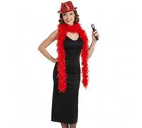 labreeze Wickedfun Red Sequin Gangster Hat with Red Feather Boa 150cm, Valentine's Day Fancy Dress Costume Accessory Set for Adults, Cabaret Burlesque Hen Nights