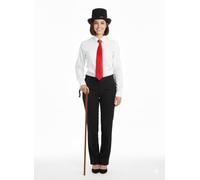 labreeze Women's Dickens Caroler Costume Kit, Victorian Christmas Accessory Set with Black Top Hat, Red Tie and Shepherd's Crook