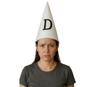 labreeze Womens Dunce Hat - Tall Cone Hat with DUNCE Print - Funny Fancy Dress Accessory for World Book Day, Comedy Skits, Teacher Costume and Retro School Outfit