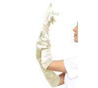 labreeze Women's Satin Ruched Top Long Gloves - Fancy Dress Accessory for Formal Events, Weddings, Bridal, Proms, Opera Performances (Ivory)