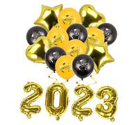 LABRIMP 1 Set Graduation Balloons Decoration Kit with Gold Black Foil Balloons Includes Star Heart Shapes for Classroom for Graduation Celebrations