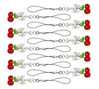 LABRIMP 10pcs Cherry Phone Charm Lanyard with Bow Pendant Handmade Mobile Chain Strap for Smartphone Decoration Secure Beaded Hanging Accessories for Everyday Use