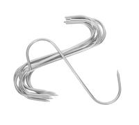 LABRIMP 10pcs Stainless Steel S Hooks Meat Hanging Hooks for Butchering Drying BBQ Grilling Smoking High Temperature Resistant Meat Processing Tools