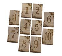 LABRIMP 10pcs Wedding Table Number Signs Place Names Stand for Tables Wood Numbers Classic Style