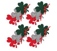 LABRIMP 12pcs Christmas Four Leaf Clover Money Holder Credit Card Cash Wallets in Red Green Gray Felt Fabric Reusable Ornament for Travel Daily Use