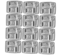 LABRIMP 12pcs Miniature Doll House Serving Trays Silver Tiny Plates Pretend Play Accessories for Dollhouse Kitchen Decoration Safe