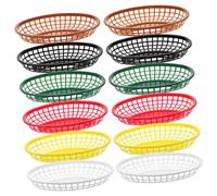 LABRIMP 12pcs Multi Color Reusable Fry Baskets for Snacks and Fruits Kitchen Food Storage with Smooth Edges Easy to Clean Multi Function Bread and Chip Holders for Restaurant and Party Use