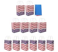 LABRIMP 12pcs Patriotic Paper Bags for July 4th Celebration with Large Capacity and Spacious Interiors, Red White and Blue American Flag Design for Outdoor Gatherings and Fourth of July
