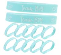 LABRIMP 12pcs Silicone Gender Reveal Bracelets for Birthday Team Boy Shower Wristbands Girls Gifts Hen Party Accessory
