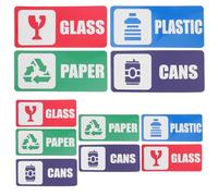 LABRIMP 12pcs Trash Recycling Label Sticker - Recycling Trash Bin Stickers - Self-Adhesive Sorting Signs for Paper, Glass, Plastic, Cans, Use in Home and Office