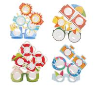 LABRIMP 12pcs Tropical Flamingo Paper Eyeglasses Fun Summer Party Photo Props Hawaiian Luau Glasses Stylish Accessories for Adults for Festivals Birthdays