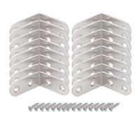 LABRIMP 16pcs Heavy-Duty Stainless Steel L Brackets with Screws Included, Rounded Edges, 40x40mm Right Angle Brackets for Cabinet and Wood Shelving Support