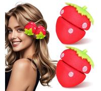 LABRIMP 18Pcs Strawberry Shape Sponge Hair Rollers Soft Heatless Curlers for Women Overnight Sleep Hair Curlers Portable Styling Tool for Natural Curls