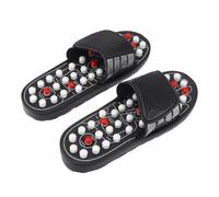 LABRIMP 1pair Foot Massage Slippers for Plantar Fasciitis with Tai Gossip Black Dot Design, Plastic Material, Foot Massage by Walking, Healthcare Gift for Men and Women English Size 42-43