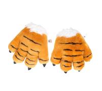 LABRIMP 1pair Plush Tiger Gloves Warm Role-play Accessories for Cosplay Comfortable Lightweight for Parties and Costumed Events Cozy Tiger Palm Gloves