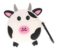 LABRIMP 1Pc Cow Earbuds Case Cute Silicone Protector for Drop Wireless Earpieces Box with Hanging Durable Stylish Design to Keep Earbuds Safe From Dirt