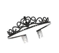 LABRIMP 1Pc Elegant Rhinestone Crown Headpiece for Women Black Wedding Tiara for Parties Proms and Special Occasions Lightweight Hair Accessory for Bridesmaids and Cosplay