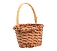 LABRIMP 1PC Handmade Mini Decorative Basket Creative Desktop Prop for Easter DIY Activities Light Brown Weaving Basket with Handle for Home and School Decoration
