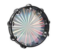LABRIMP 1pc Silver Double Row Hand Drum Percussion Musical Instrument for Adults Vibrant Printed Tambourine for Parties Dance and Music Development