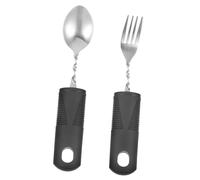 LABRIMP 1set Elderly Adaptive Cutlery Set Skid Stainless Steel Fork Spoon for Disabled Weak Grip and Trembling Hands Convenient Eating Utensils for Home Use