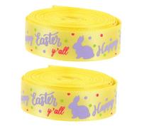 LABRIMP 2 Pcs Easter Satin Ribbons Yards Bunny Egg Print Grosgrain Ribbons for Gift Wrapping Party Decoration and Craft Projects
