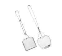 LABRIMP 2 Pcs Fryer Filter Scoop Stainless Steel Fine Mesh Skimmer Spoon for Deep Frying Efficient Oil Skimmer with Long Handle for Home and Commercial Cooking