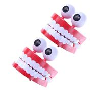 LABRIMP 2 Pcs Wind-up Chattering Teeth with Big Eyes Lightweight Clockwork Prank for Adults Stress Relief and Funny Entertainment