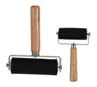 LABRIMP 2 Pcs Wood Rubber Brayer Roller for Inking Blocks and Scrapbooks
