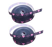 LABRIMP 2 Rolls Heart Patterned Polyester Ribbon Yards Each for Wrapping DIY Bow Making Material Floral Ribbon for Valentine's Day Weddings Party Decoration and Holiday Crafts