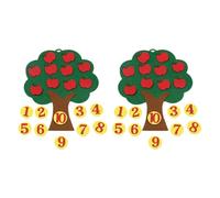 LABRIMP 2 Sets Felt Apples Tree Cognitive Pairing Math Teaching Aid, Non Woven Tree Educational Digital Matching Game with Sticky Apples and Wall Hangable