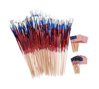 LABRIMP 200pcs National Flag Toothpicks and Tricolor Fruit Picks for July Patriotic Cupcake Toppers Dessert Decor Party Supplies