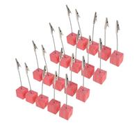 LABRIMP 20pcs Painted Wooden Table Card Holders with Strong Metal Clips Portable Memo and Name Card Stands for Weddings Parties Office Desk Organization Vibrant Vintage Pink Finish