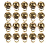 LABRIMP 20pcs Silent Brass Bell Charm for Craft and DIY Vintage Solid Brass round Pendant with Carved Flower Design for Jewellery Making