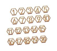 LABRIMP 20pcs Wooden Table Number Signs for Wedding Reception Hexagonal Hollow Design Seating Tags and Easy to Clean for Banquets and Events