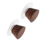 LABRIMP 2PC Creative Solid Wood Wall Hooks Strong Minimalist Coat Hangers for Home Bedroom Dormitory Seamless Sticker Cone Design Large Black Walnut Natural Wood Organizer for Towels