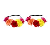 LABRIMP 2pcs Adjustable Elastic Rose Floral Headbands Realistic Texture Wreath Garland Headdress for Halloween Party Cosplay Women and Hair Accessory