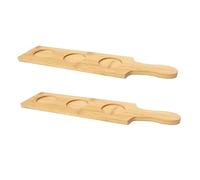 LABRIMP 2pcs Bamboo Stemware Rack for Craft Beer Glasses and Wine Tasting Cups Flight Board Holder with Slots for Home Bar Pub Use Natural Material