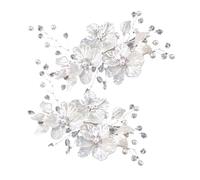 LABRIMP 2pcs Bridal Hair Clips with Dazzling Crystals Romantic Shell Petal Design Elegant Wedding Hair Accessories for Women and Bridesmaids for Prom and Parties