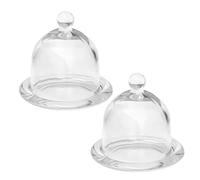 LABRIMP 2Pcs Clear Glass Cake Display Plate with Dome Cover Elegant Dessert Stand for Birthday Wedding Party Easy Clean Low Maintenance Glass Cake Stand with Full View