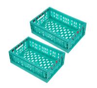 LABRIMP 2pcs Foldable Small Storage Bins with Transparent Window Collapsible Plastic Organizer Boxes for Office and Home Multifunctional Cube Storage Containers for Snacks Crafts and