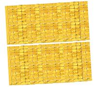 LABRIMP 2Pcs Gold Foil Fringe Square Curtain Party Decorations Durable Metallic Tinsel Photo Backdrop for Wedding Doorway Streamers with Bright Sequin Squares