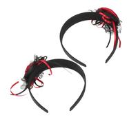 LABRIMP 2pcs Gothic Rose Headband Non-slip Floral Hair Accessories for Halloween Corpse Bride Cosplay Reusable Spooky Costume Headdress with Stable Fit for Party