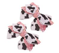 LABRIMP 2pcs Hair Accessories Cow Print Hair Bow Clips for Strong Grip Suitable for Parties and Everyday Wear