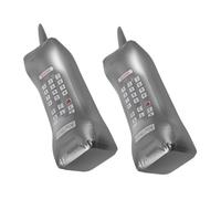 LABRIMP 2pcs Inflatable Retro Cell Phone Prop 1980s 1990s Party Decoration Silver Large Blow up Phone Toy for Kids Music Themed and Graduation Party Accessories