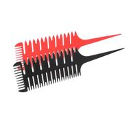 LABRIMP 2pcs Multi Functional Hairdressing Comb Ergonomic Fishbone Tail Combs for Highlighting Sectioning and Styling Home Salon Static Resistant Efficient Detangler Tool Red Black