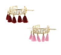 LABRIMP 2pcs Retro Tassel Hairpin for Women Vintage Geometric Floral Hollow out Design for Messy Bun Hair Nest Elegant Hair Accessories Clips