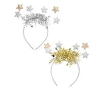 LABRIMP 2pcs Sequin Star Headbands Gold and Silver Glitter Hair Bands Festive Holiday Accessories for Christmas Years Eve Parties and Birthday Celebrations