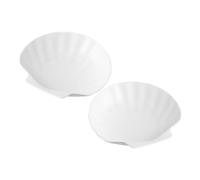 LABRIMP 2pcs Shell Shape Ceramic Dessert Plates 6-inch Appetizer Serving Dish Multi-function Food Plate for Steak Pasta and Salad White Dinnerware Set for Home and Restaurant