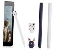 LABRIMP 2pcs Silicone Stylus Sleeve Covers Compatible Pencil 2nd Generation, Cartoon Animal Design, Touchscreen Pen Protector for Office and Student Use, White Cow and Deer Pattern