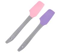 LABRIMP 2pcs Silicone Wax Spatulas Waxing Applicator Sticks Reusable Scraper for Home and Salon Body Hair Removal, Non-stick Purple and Pink Silicone Wax Applicator Tools